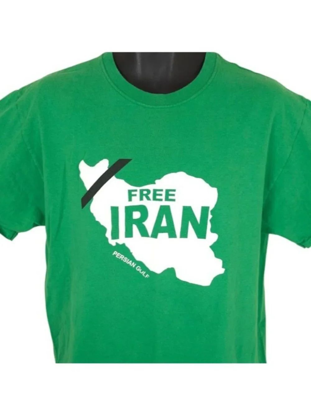Vintage Free Iran T Shirt Mens Size Large Green Y2K Political Movement Tabriz